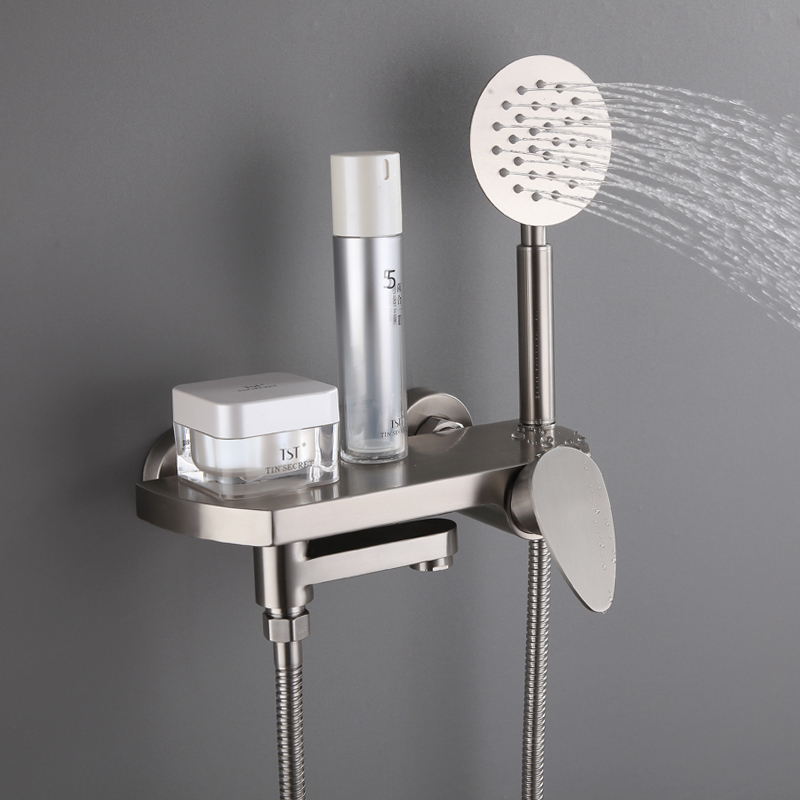 304 stainless steel flat shower shower head kit hot and cold tap bath body shower nozzle Shenzer water mixing valve
