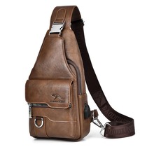 New chest bag mens genuine leather shoulder bag fashion casual crossbody bag cowhide trendy brand cross bag multi-functional small backpack