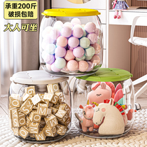Storage stool childrens plush toy doll storage box storage bucket transparent storage stool can sit on the stool