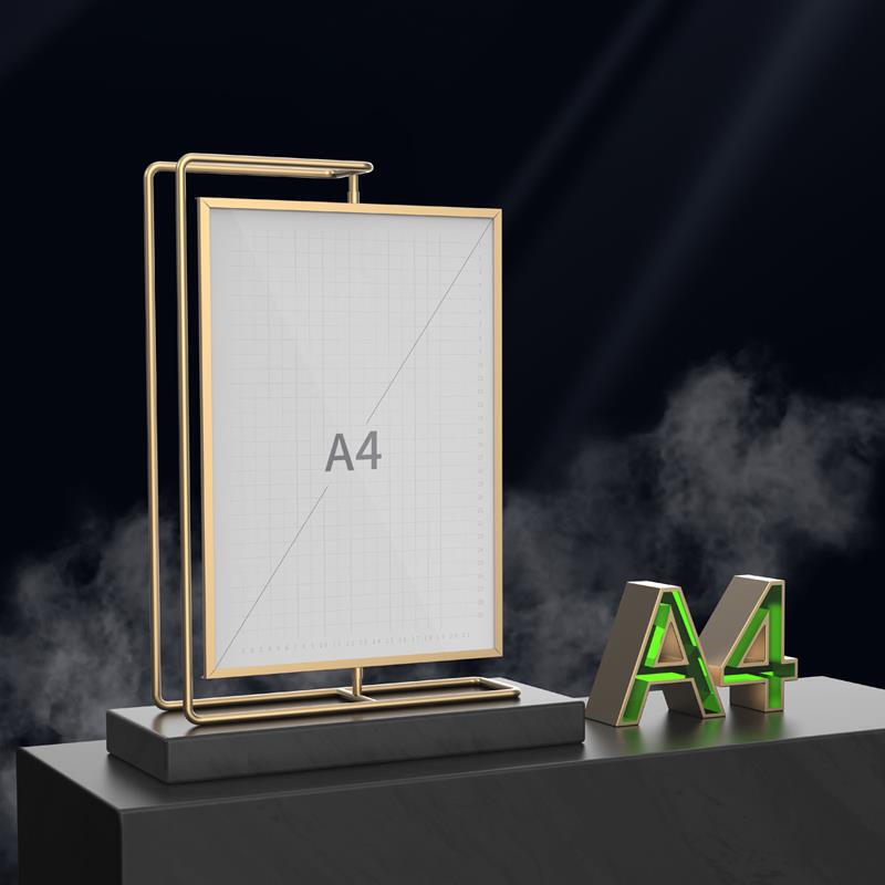 Wedding Registration Photo Frame Display Stand A4 Large Size Family Portrait Wedding Photo Double-Sided Display Rotatable Metal Photo Frame