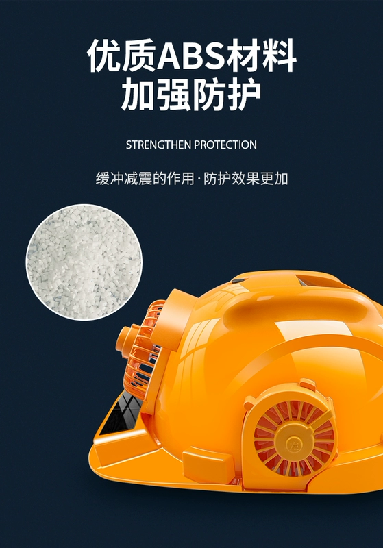Mũ bảo hộ công trường nắp quạt năng lượng mặt trời sạc kép Mũ điều hòa có dây đai an toàn thông minh nắp đèn pha nón vải bảo hộ