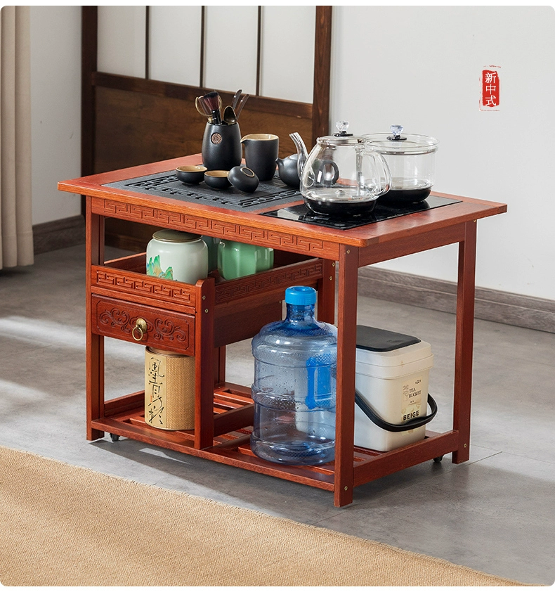 Sofa phòng khách bên bàn gỗ chắc chắn bên tủ di động bàn trà nước sôi tích hợp tủ trà Trung Quốc mới bàn trà hộ gia đình trà xe đẩy bàn trà thấp