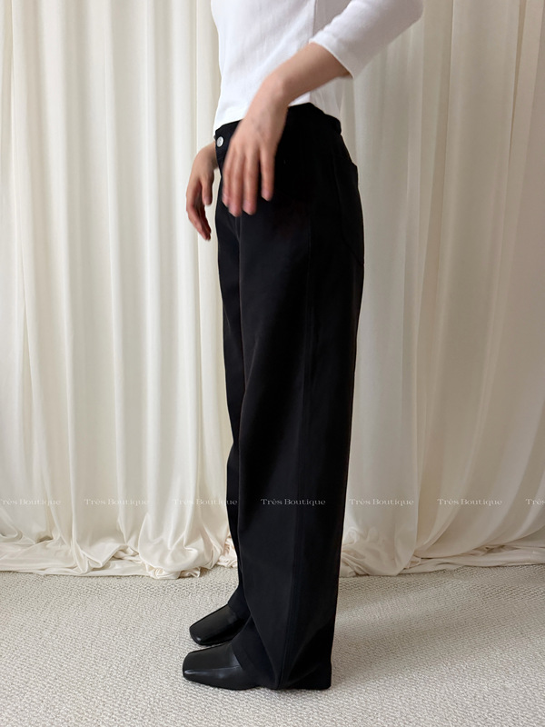 [Tres] Magic Pants Return: Minimalist Cleanfit Solid Color High-Waisted Straight-Leg Jeans in Black/White
