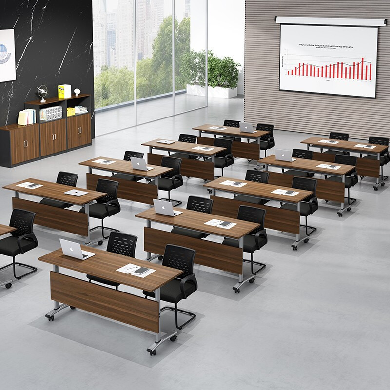 Minimalist Training Table Folding Strip Meeting Table Mobile Desk With Wheels Multifunction Folding Class Table And Chairs Combination