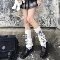 Mid-calf womens stockings leg covers autumn and winter knitted pile warm jk Japanese style white Lolita calf y2k socks