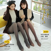 Black Silk Socks Female Spring Autumn Winter Thin medium thick flight brother-in-law grey Fake Through Flesh skin socks with underpants light leg Divine Instrumental