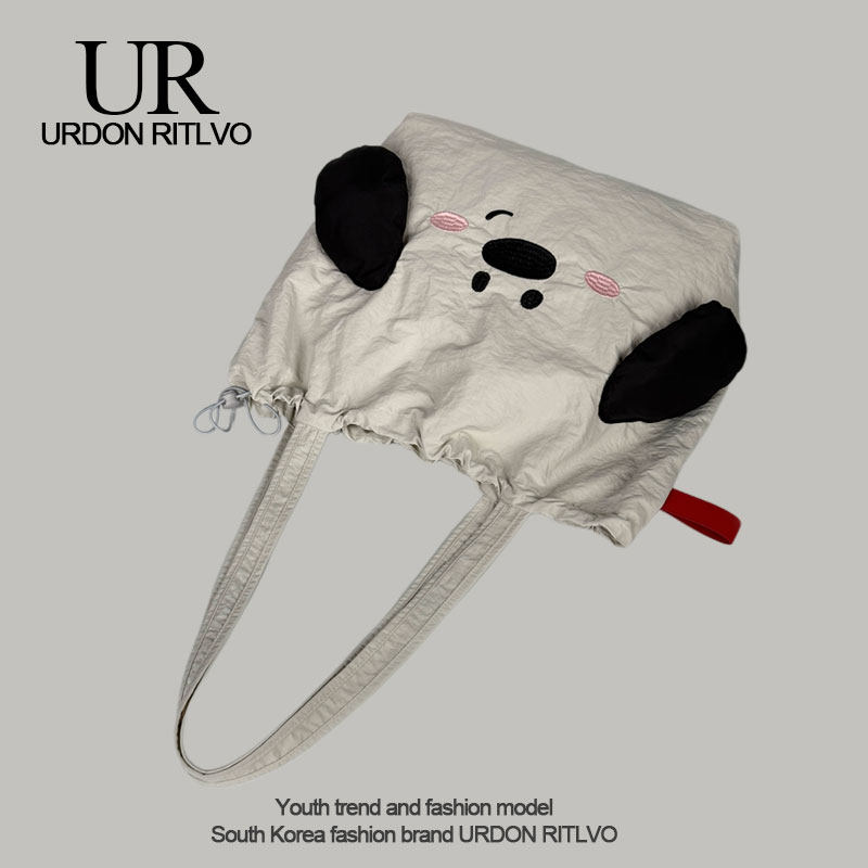 URDON RITLVO Cute Big Ear Dog Shoulder Bag Large Capacity Canvas Tote Bag for Students and Commuting - Thumbnail 5