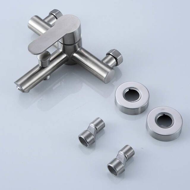 Shower Faucet and Showerhead Set, Bathtub Triple 304 Stainless Steel Hot and Cold Concealed Mixing Valve, Bathroom Bottom Outlet