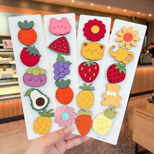 Детская челка на липучке, мультяшные милые детские безвредные шпильки для волос, аксессуар для волос, в корейском стиле, не повреждает волосы