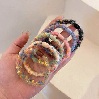 Milky colored wool hair rope with high elasticity and durability rubber band for women to tie their hair in autumn and winter without hurting hair balls hair rope