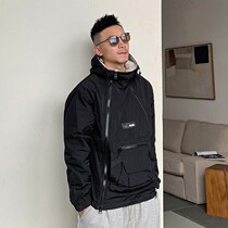 Leveraged Uncle Spring Autumn Season Mens Hat Jacket Personality overalls jacket Ruffly Handsome American Blouse Street Han Edition Leisure Tide