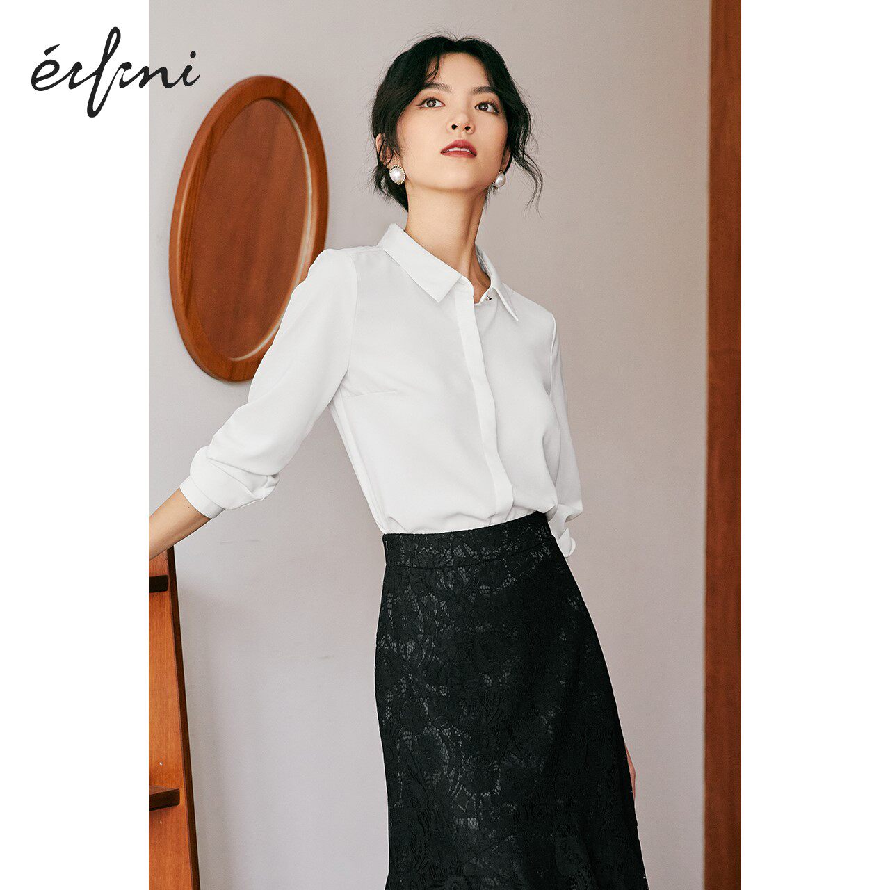 Shirt Woman Long Sleeve 2021 New Autumn Fit 100 Hitch Loose White Design Sensation Little Crowdshirt