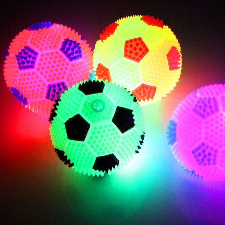 7 5CM Luminous Football Children's Toys Make Sounds, Pinching, Jumping Balls, Elastic Massage Balls, Flashing Cross-border Pet Balls