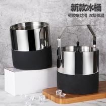 Stainless steel ice bucket Creative high-faced double thickened belt cover beer double layer cold bucket champagne bucket