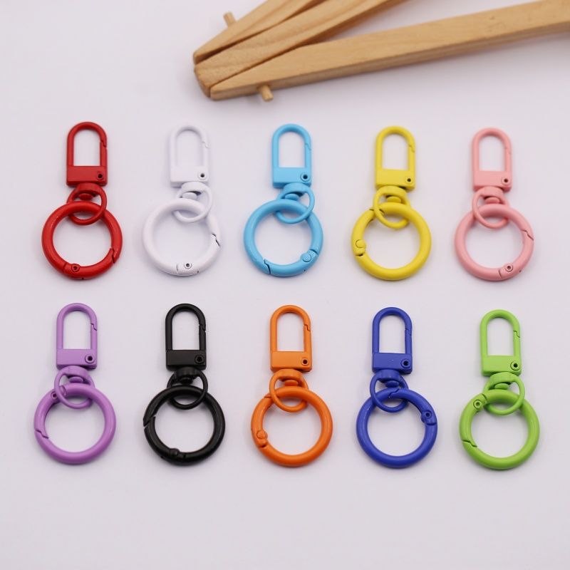 Candy-Colored Door Buckle Spring Ring Keychain, Colorful Painted Macaron-Colored Keychain, DIY Jewelry Accessories Pendant