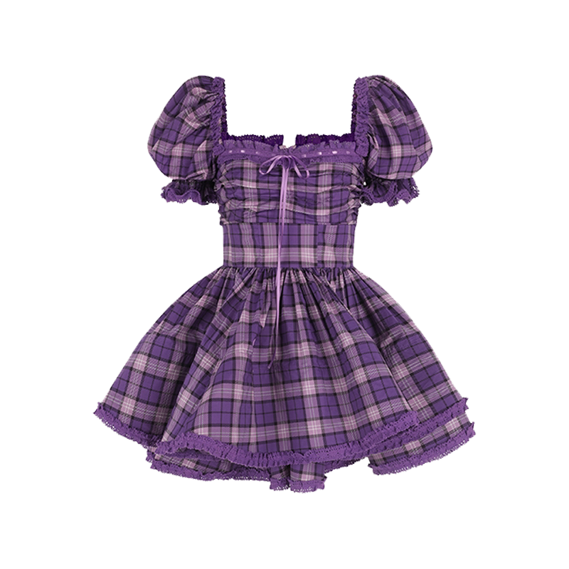 [Celebrity Style] British Girls' School Cake Dress Short-Sleeve Cotton Dress Selkie Collection