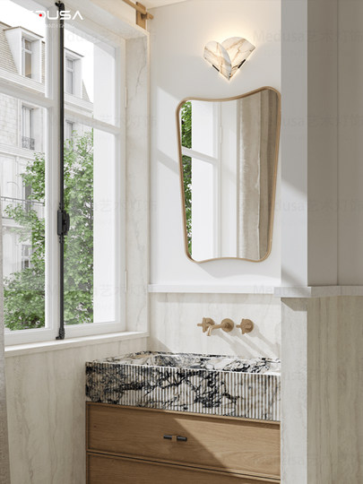 Frenchpierre Chareau Spanish Marble Wall Lamp French Art Hotel Corridor Staircase Background Wall Lamp