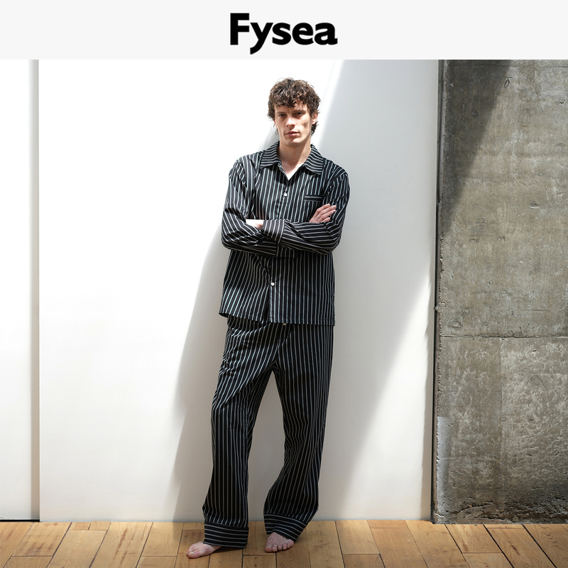 Fysea Black Striped Unisex Minimalist Loungewear Set Pure Cotton Spring Summer Autumn Pajamas Unisex Style Can Be Worn Outside Fysea Black Striped Unisex Minimalist Loungewear Set Pure Cotton Spring Summer Autumn Pajamas Unisex Style Can Be Worn Outside