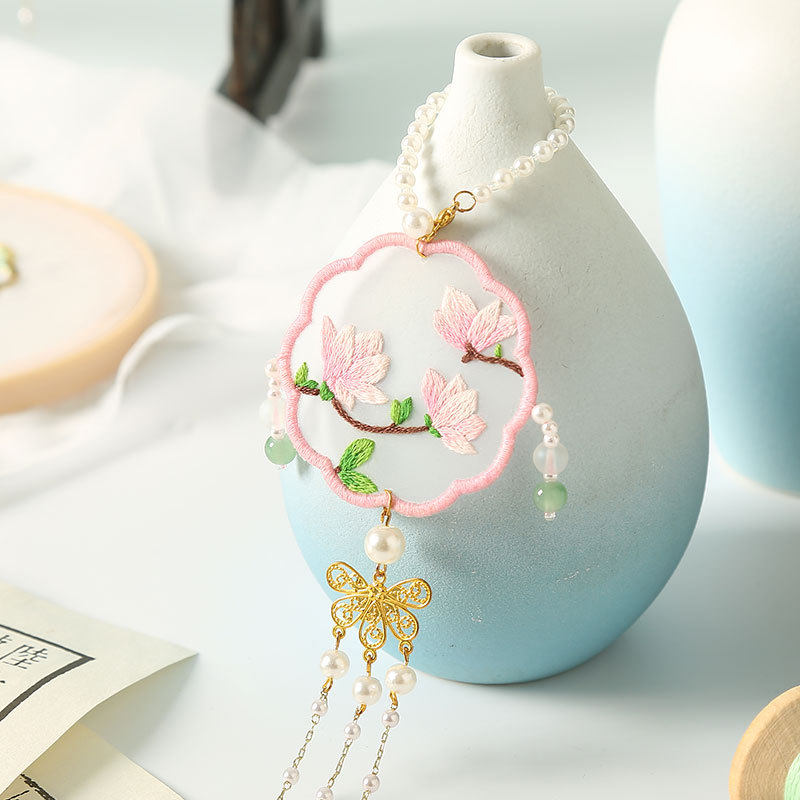 Embroidery diy handmade material bag self-embroidery making gift Hanfu cheongsam pressing lapel accessories antique ethnic double-sided embroidery