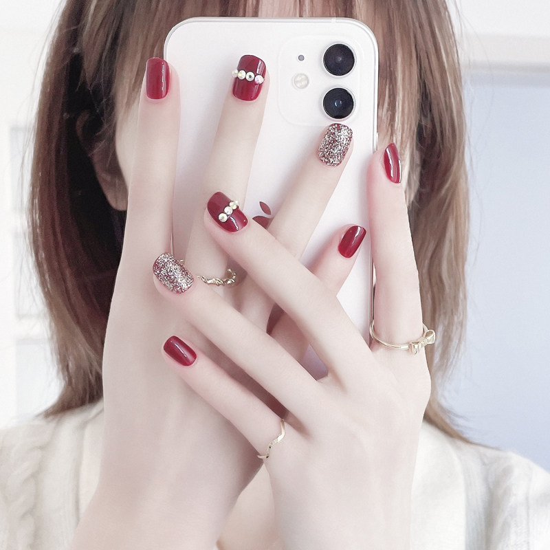 Wearing a finished product advanced nail nail piece 2022 new wearable spot short self-adhesive dismantling nail patch