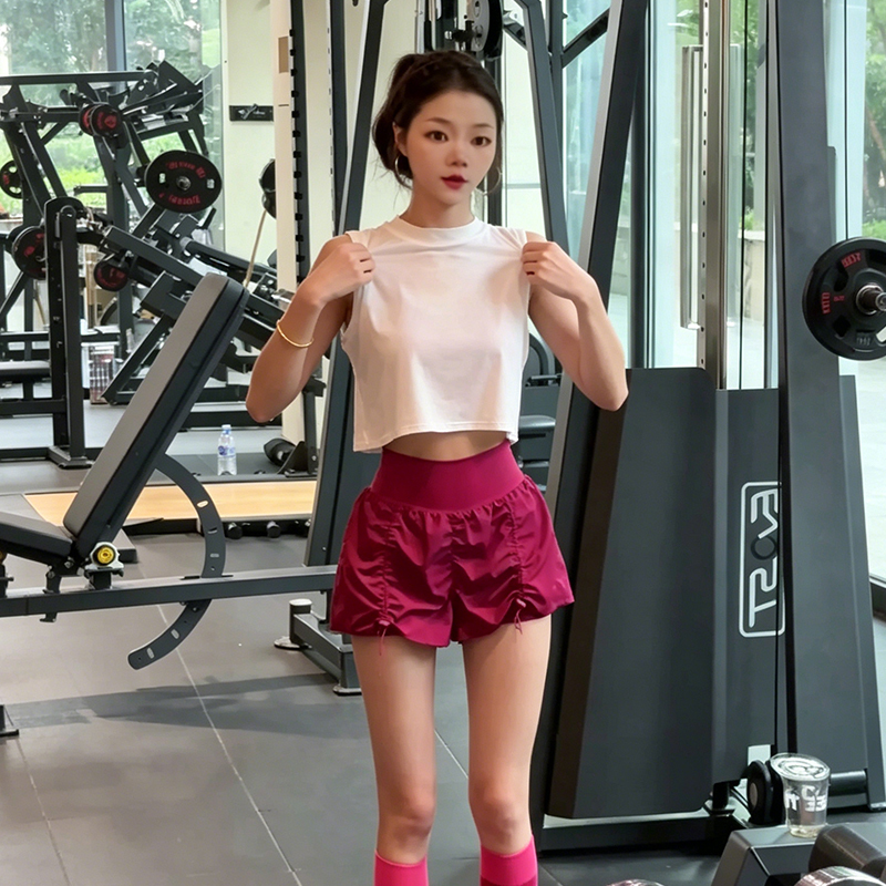 Summer New Yoga Sports Suit Women's Drawstring Shorts Fitness Casual Two-Piece Set