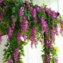 Simulated wisteria flowers rattan ceiling flower strings vine hanging flowers decorative flowers plastic plants air conditioning pipe blocking