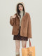 American style reversible hooded brown coat for women 2025 winter fur one-piece thickened and velvet warm short coat