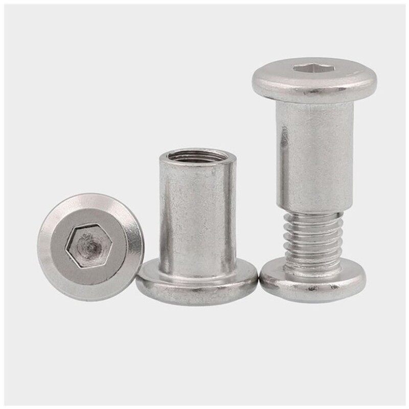 m6m8 304 stainless steel pair lock s screw nut countersunk head inner hexagon sub-mother rivet guardrail splint butt screw
