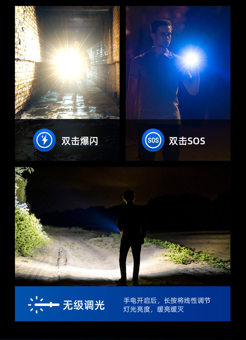 Philips飞利浦 强光充电超亮户外变焦远射手电筒 天猫优惠券折后￥29包邮（￥79-50）