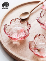 Day Style Hammer Grain Pink Cherry Blossom Dish Glass Taste Saucer Dish Saucer Dish Vinegar Dish Hot Pot Seasoning with Saucer Dish