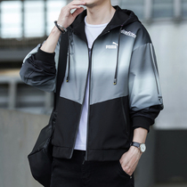 Classic Korean casual jacket mens spring and autumn fashion all-match couple hooded sports jacket womens trendy brand windbreaker