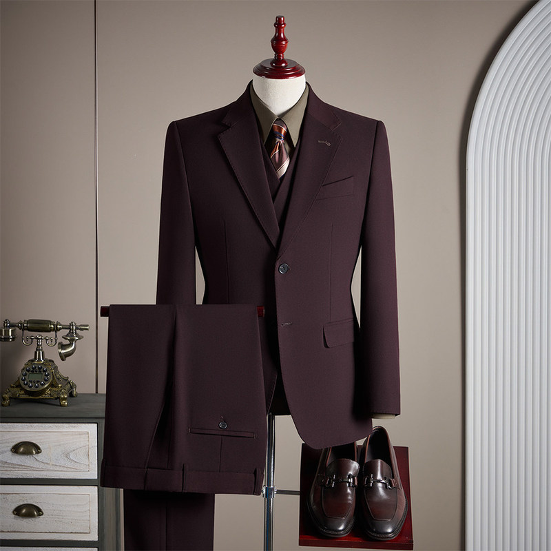 Mai Luosen Suit Set for Men, Wedding Groom Attire, High-End Business Casual Professional Formal Wear, Italian-Style British Suit