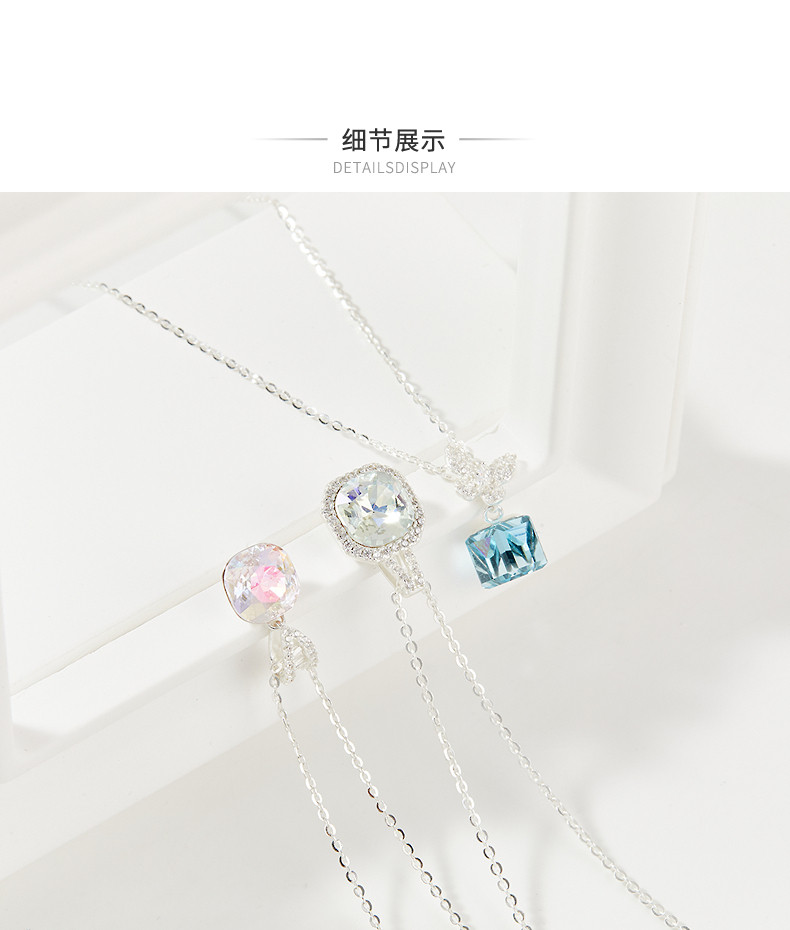 Серебряное ожерелье 三福925银多巴胺闪闪短项链单条 气质时尚首饰配饰链844027 Sanfu