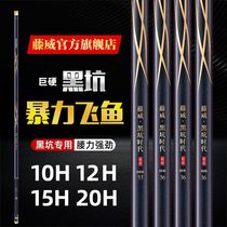 Tengwei Black Pit Competitive Carp Rod 10 12 15 20H Light Hard 19 Adjustment Carbon Violent Flying Luo Fei Rod Black Stick