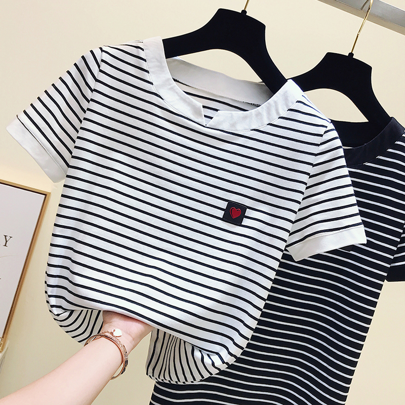 gkfnmt Poleras Mujer Tshirt Femme 2021 Stripe Female T Shirt