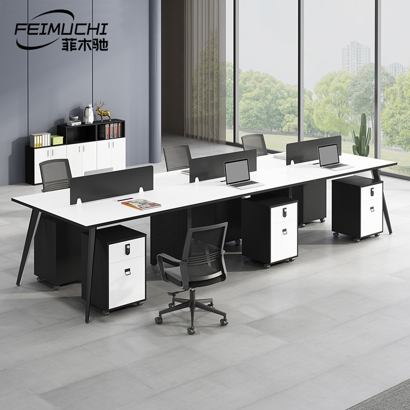 Staff desk 4 6 people simple modern office computer desk screen work desk and chair combination