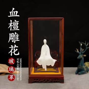Customized mahogany glass cover buddha statue antique antique arts and crafts ornament base transparent display dust cover wood carving
