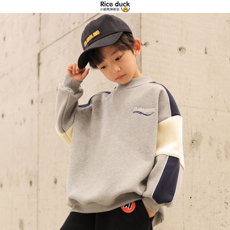 Boy gush sweatshirt 2022 new children's foreign pie thickened undershirt Spring-autumn-style CUHK Boy Clothes Boy Blouse