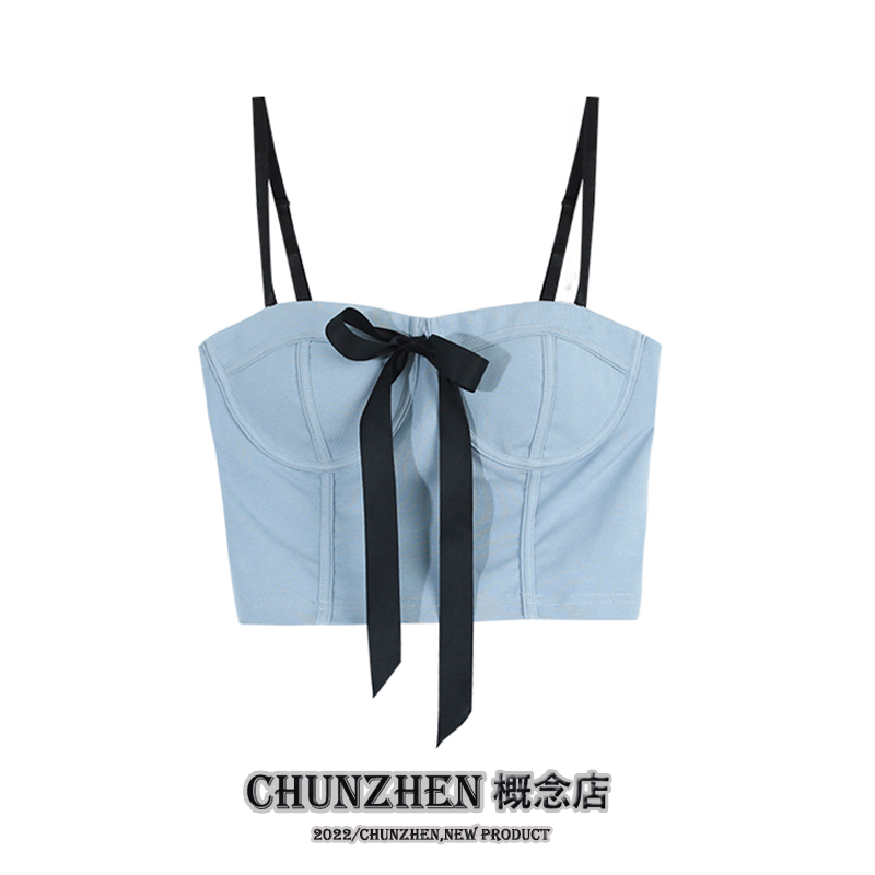 Top with cups with bow, tank top, underwear as outerwear, mini-skirt sleevless Top with cups with bow, tank top, underwear as outerwear, mini-skirt sleevless