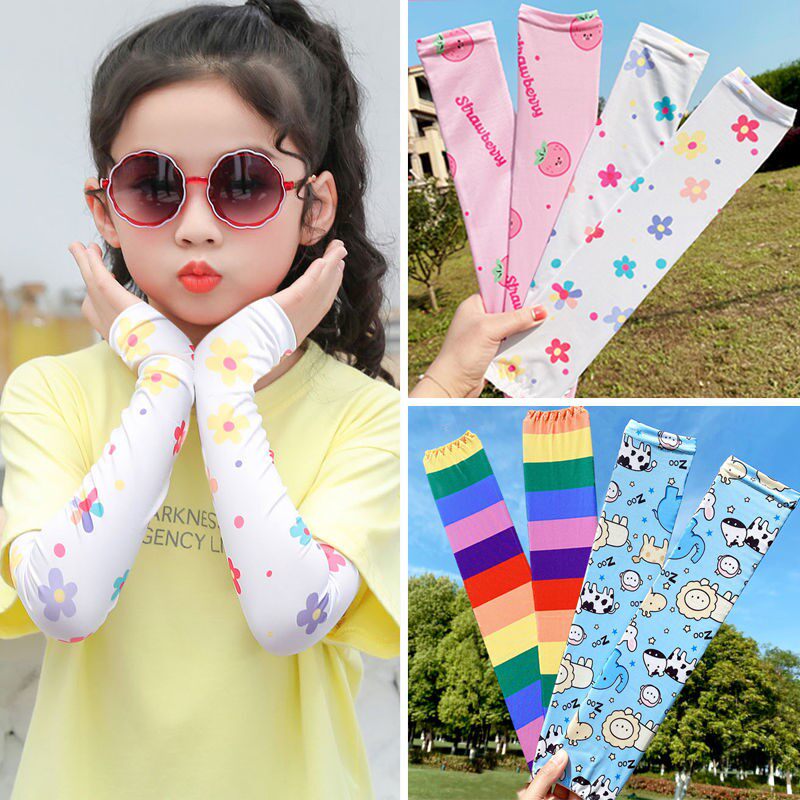 Children's ice sleeves sunscreen baby cute fruit sleeves summer ultra-thin ice silk girls and boys arm guards thin sleeves