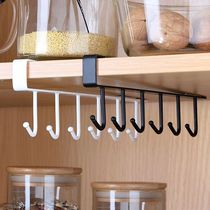 Stainless steel cabinet door back 5 hooks storage card clip hook kitchen punch-free spatula and spoon storage drain rack