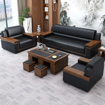 Office sofa business modern simple new Chinese style reception room office sofa coffee table combination for three people