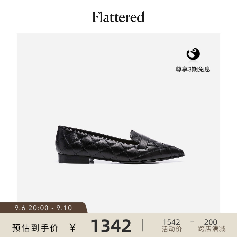 Flattered Alexandra women's leather diamond point toe flat bag shoes black 2022 summer new