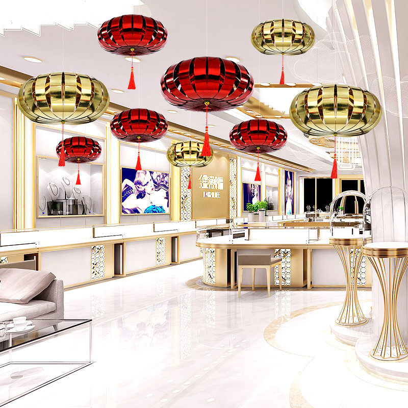 Shopping mall ceiling ornaments jewelry store spring atmosphere layout shop suspended ceiling decoration ornaments red lantern ornaments