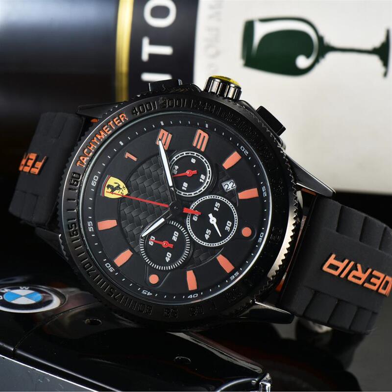 Ferrari Six-Hand Full-Function Chronograph Rubber Strap Men's and Women's Ferrari Brand Casual Running Second Chronograph Watch Foreign Trade Model Ferrari Six-Hand Full-Function Chronograph Rubber Strap Men's and Women's Ferrari Brand Casual Running Second Chronograph Watch Foreign Trade Model