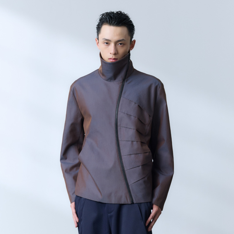Yunyi [Chameleon] Special Color-Changing Long-Staple Cotton Blend Dragon Scale Ray Structure Curved Zipper Jacket