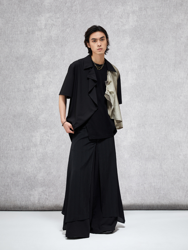Yunyi's "Wilderness Breeze" Tencel Multi-Form Placket Structure Plant-Dyed Printed Patchwork Short-Sleeved Summer Shirt