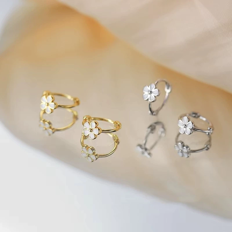 Small design summer cute fresh earrings, silver 925 sample, flowered