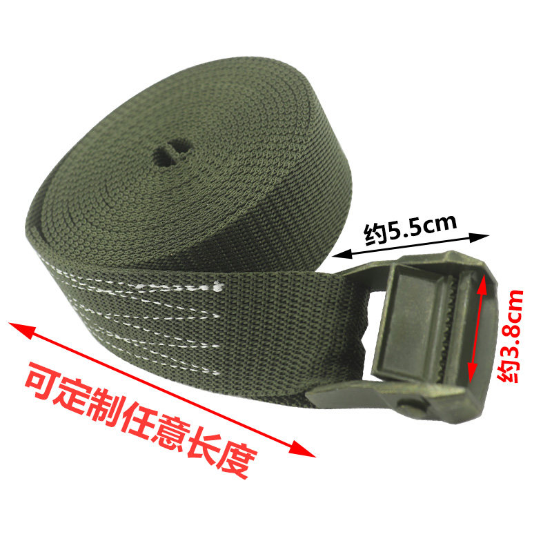 Buckle binding belt 38mm tensioner belt item tightening belt zinc buckle thickened luggage 1.5-inch fixing belt Army Green