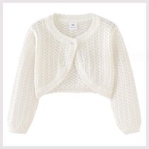 Girls shawl spring and summer thin aerial big childrens dress long-sleeved outer wear childrens baby air-conditioning cardigan